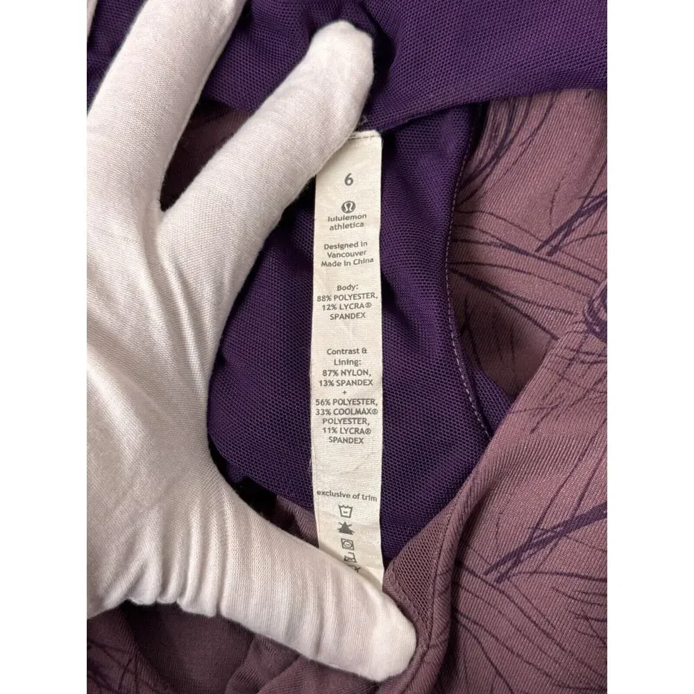 Lululemon Tank Top 6 Womens Purple Leaf Logo Racerback Athletic